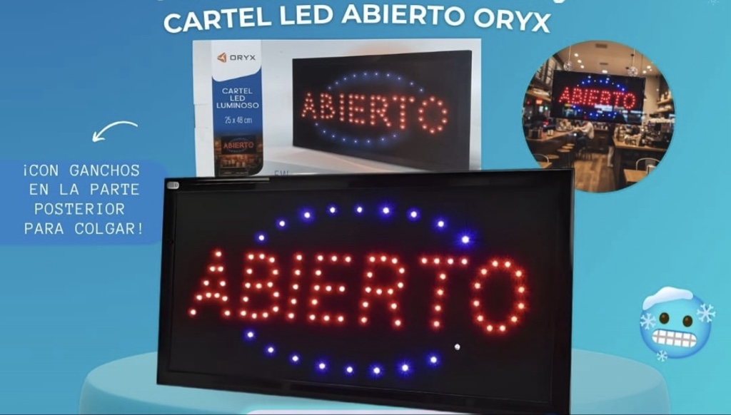 ORYX cartel LED abierto