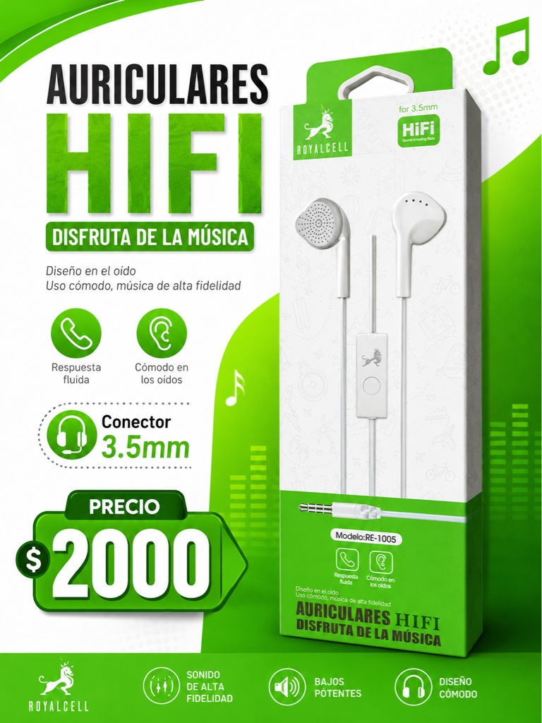 Royalcell auriculares blancos