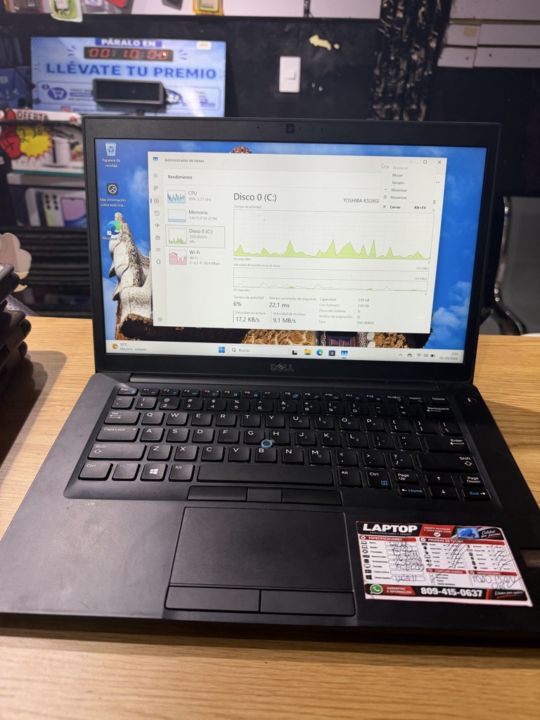 Dell laptop 7480 i5-6th 16Ram 256GB