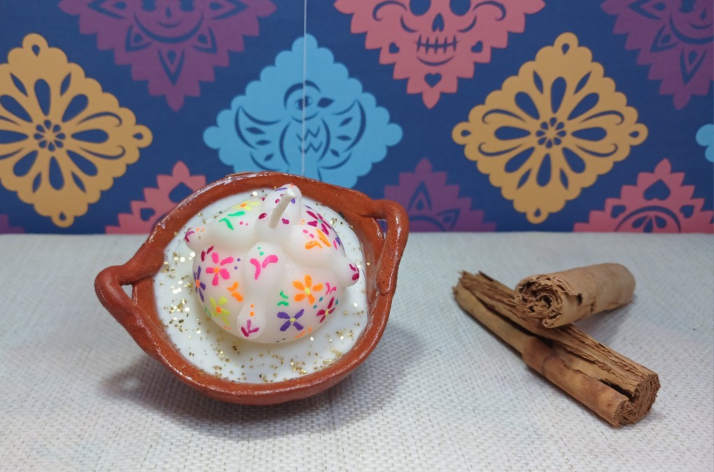 Vela cazuelita baby pan muerto talabera neon