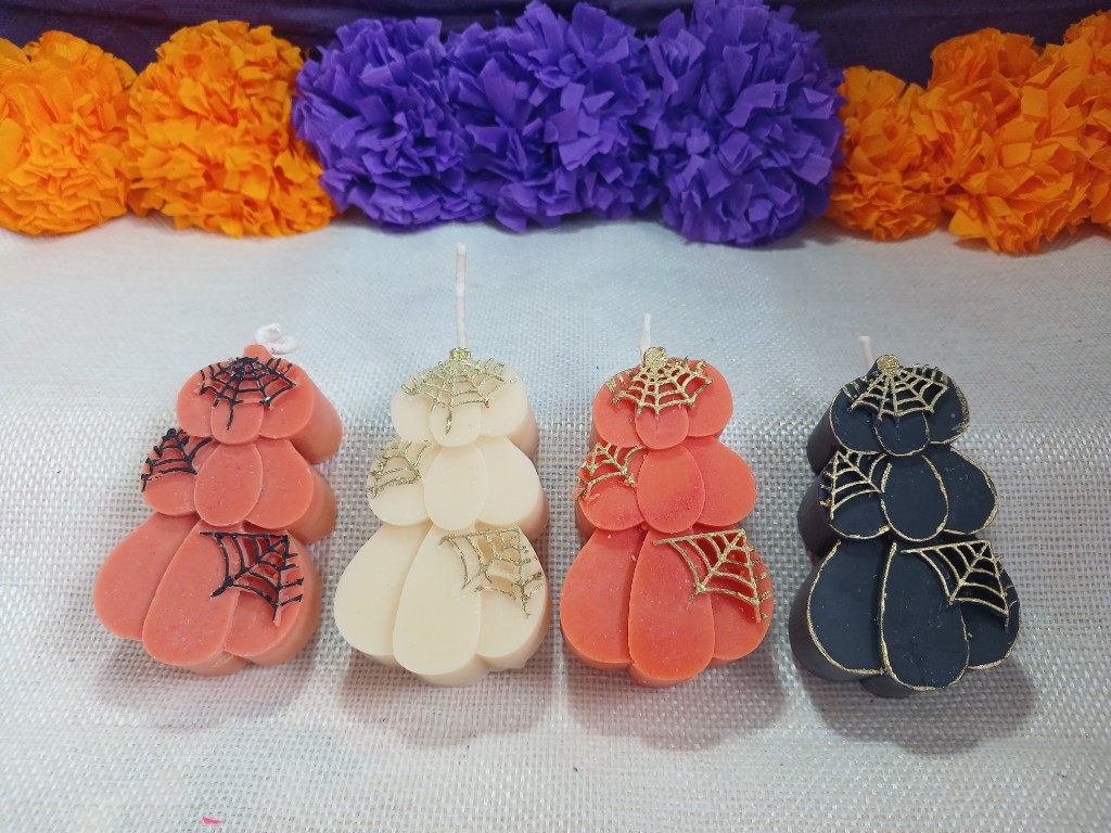Trio calabazas telaraña