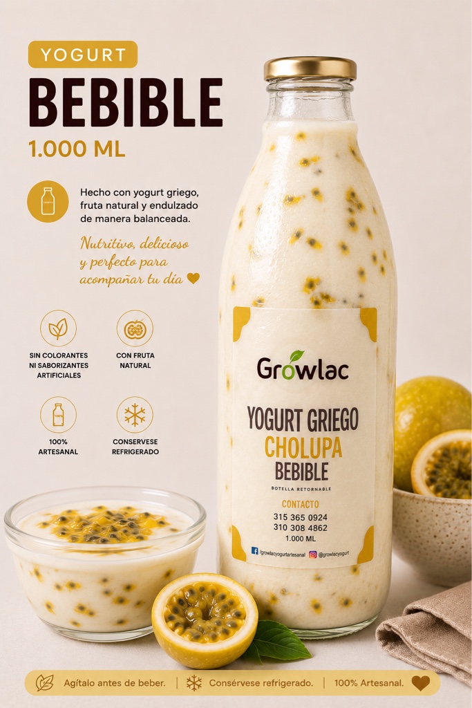 Growlac Yogurt Griego Cholupa Bebible 1L