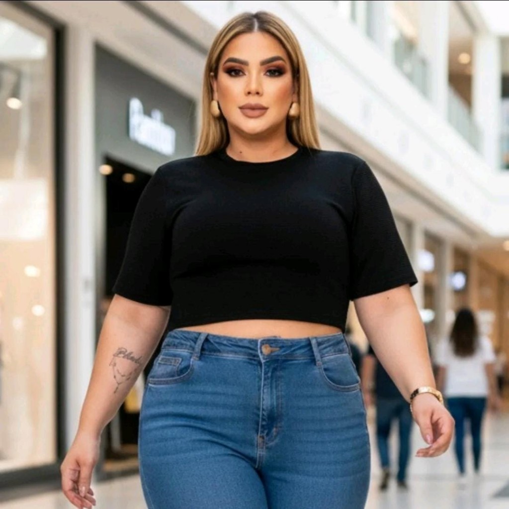 Busca cropped Plus Size