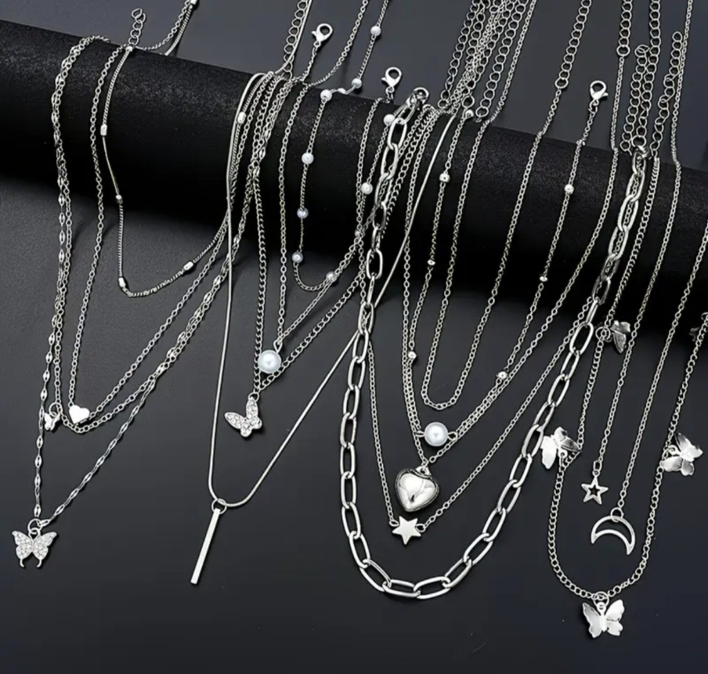 Collares Apilables Plateadas