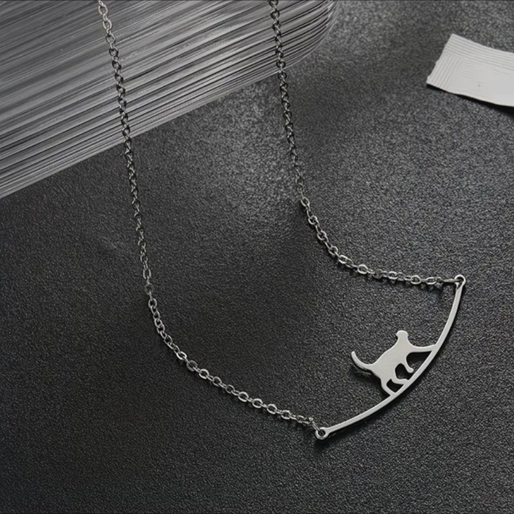 Collar "Gatito en las Alturas" Plateado