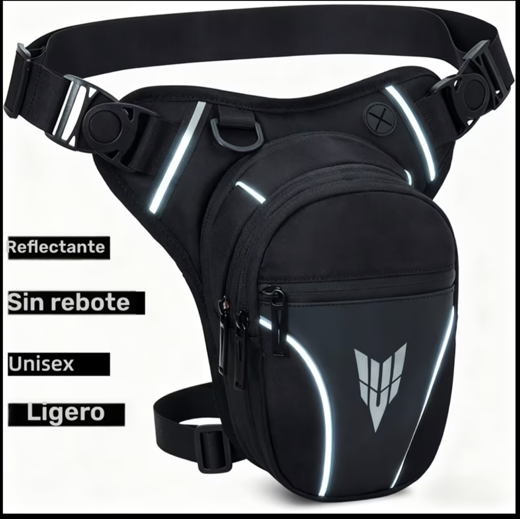 Piernera biker negra reflectante