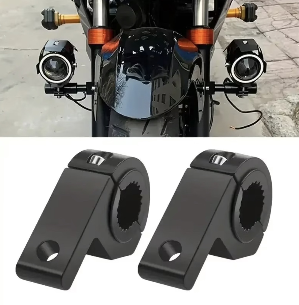 Soporte doble para luces moto negro