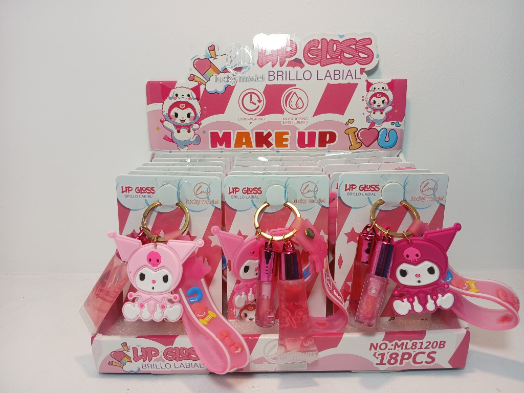 Lip Gloss rosa y llavero Kuromi