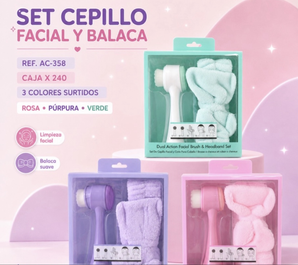 AC-358 - SET DE CEPILLO FACIAL Y BALACA