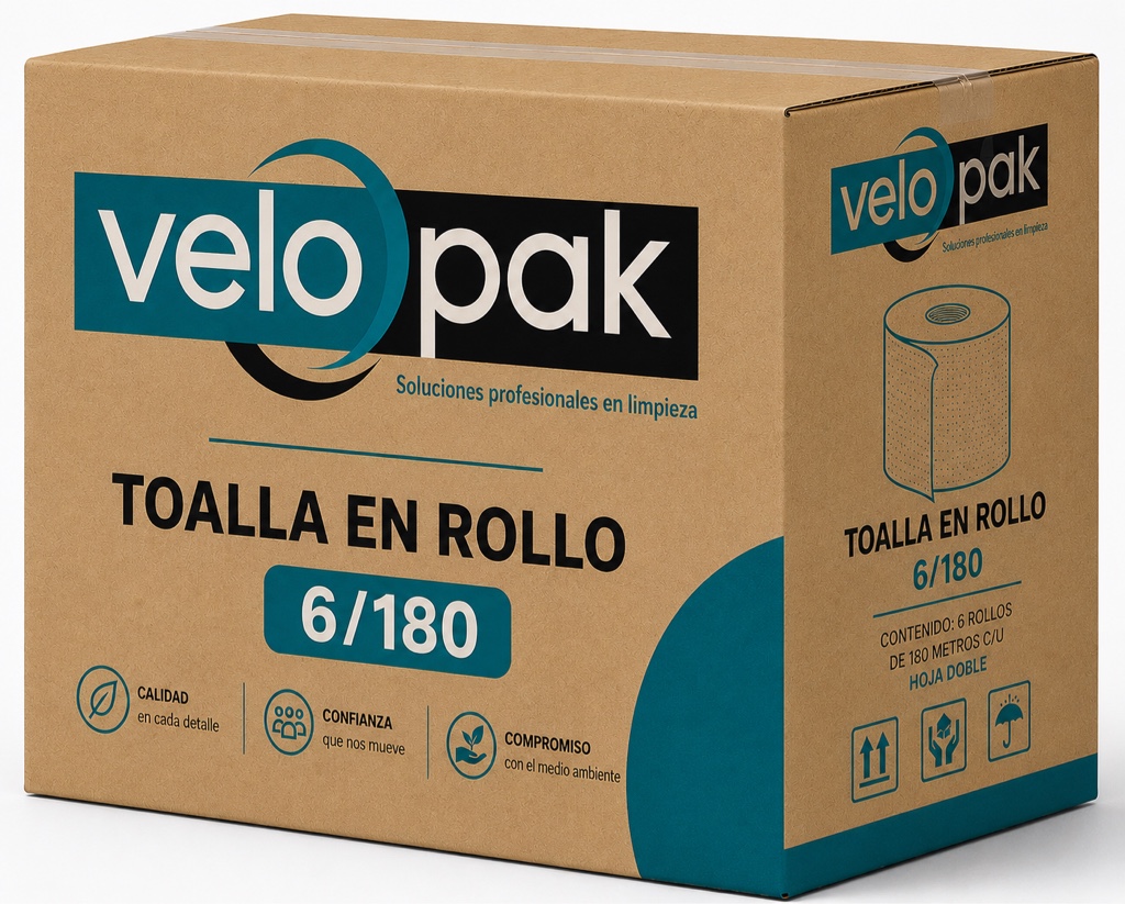 CB003 TOALLA EN ROLLO 180 MTS / 6 VELOPAK