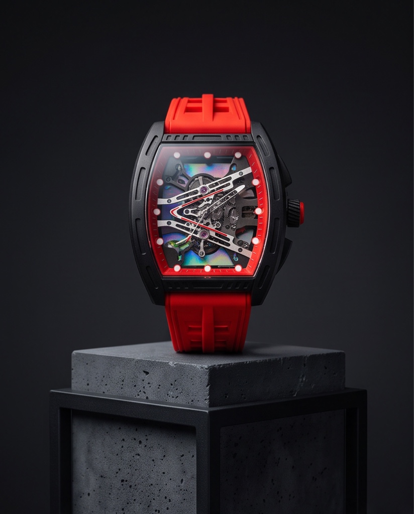Reloj rojo estilo Richard Mille