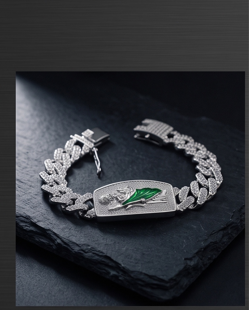 Pulsera cubana Fe de esmeralda (pequeña)