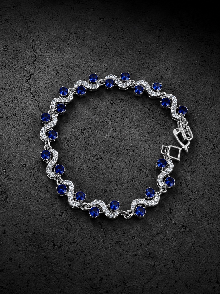 Pulsera plateada Encanto Zafiro