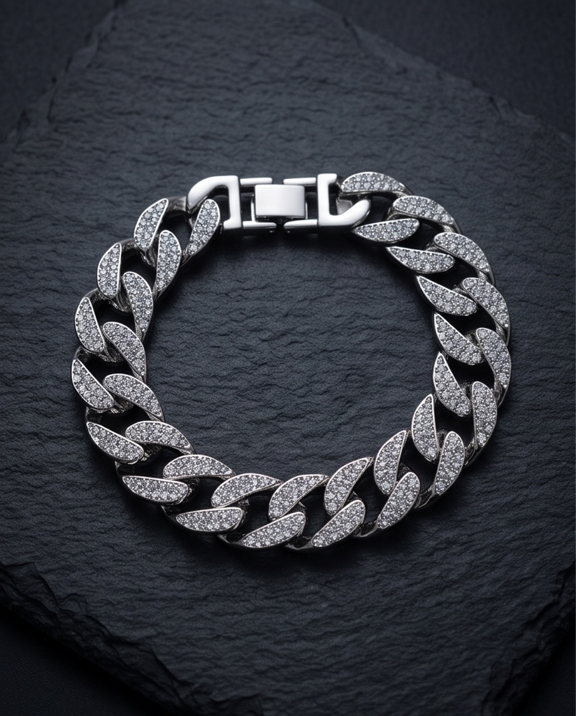 Pulsera cubana plateada