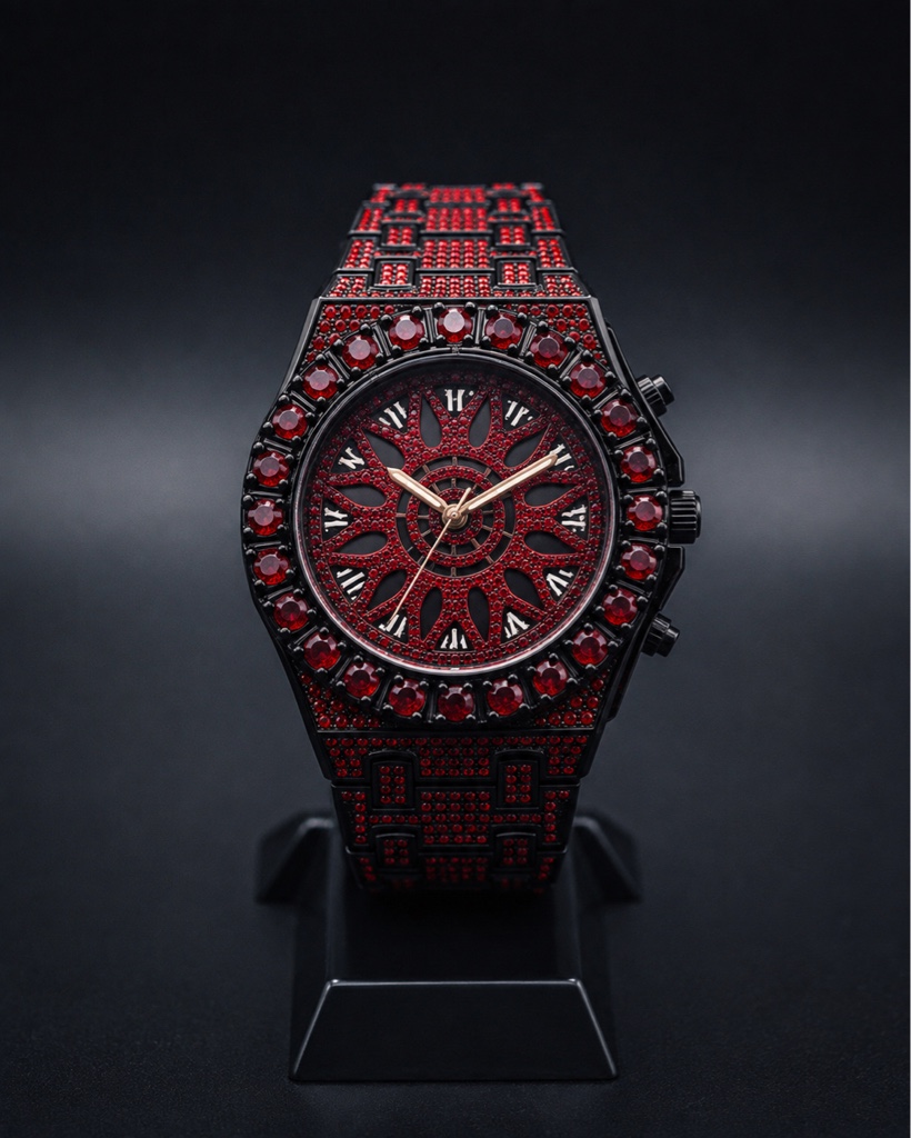 Reloj rojo brillante edición premium