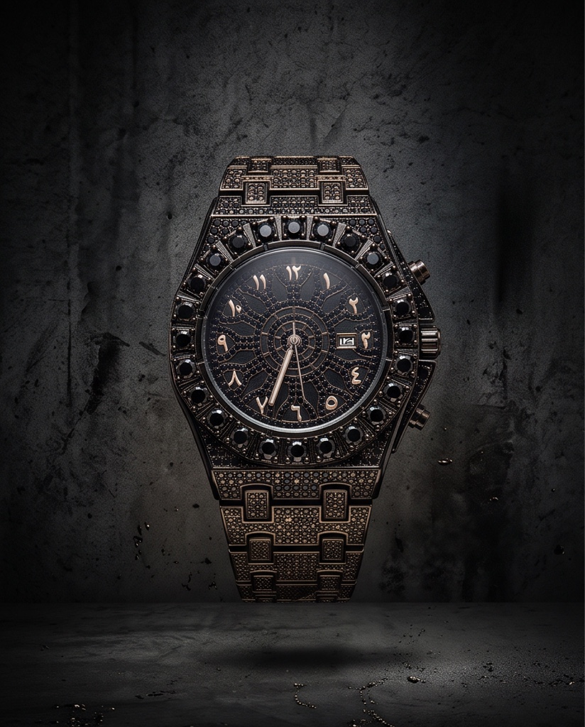Reloj cubano negro edición premium