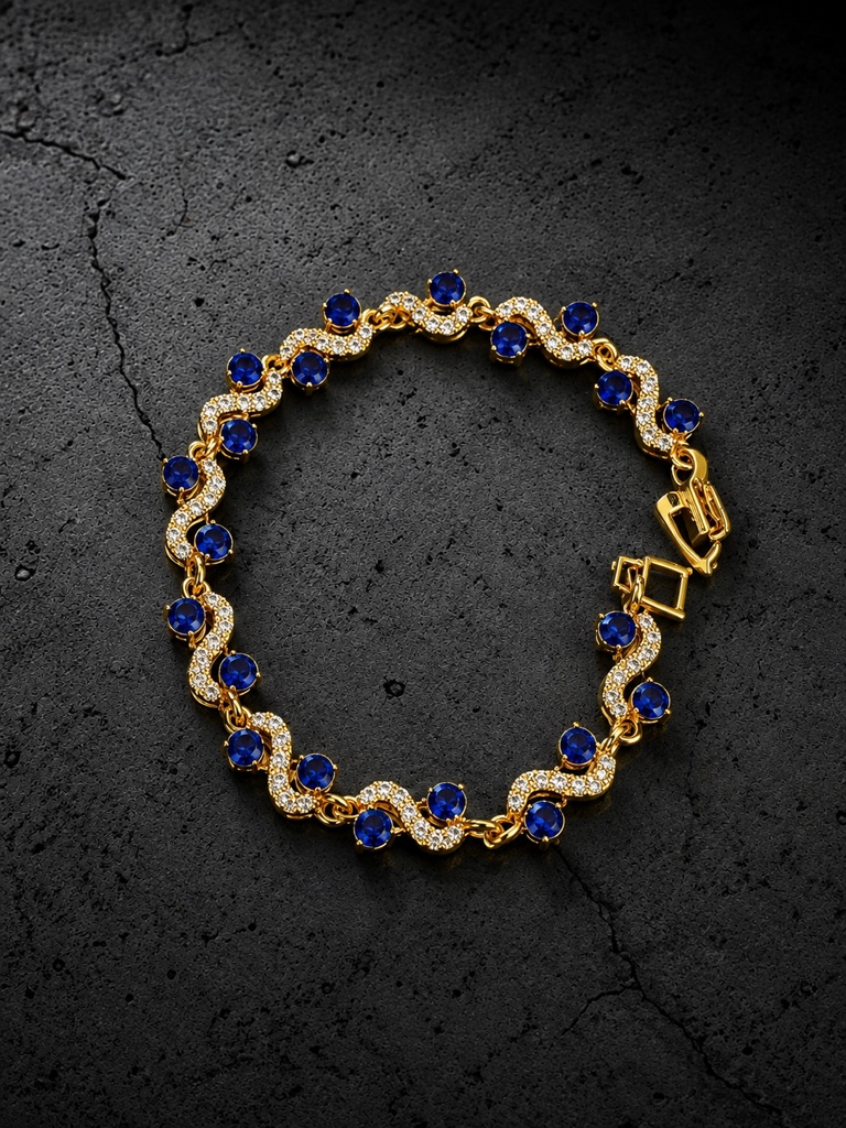 Pulsera dorada Encanto Zafiro