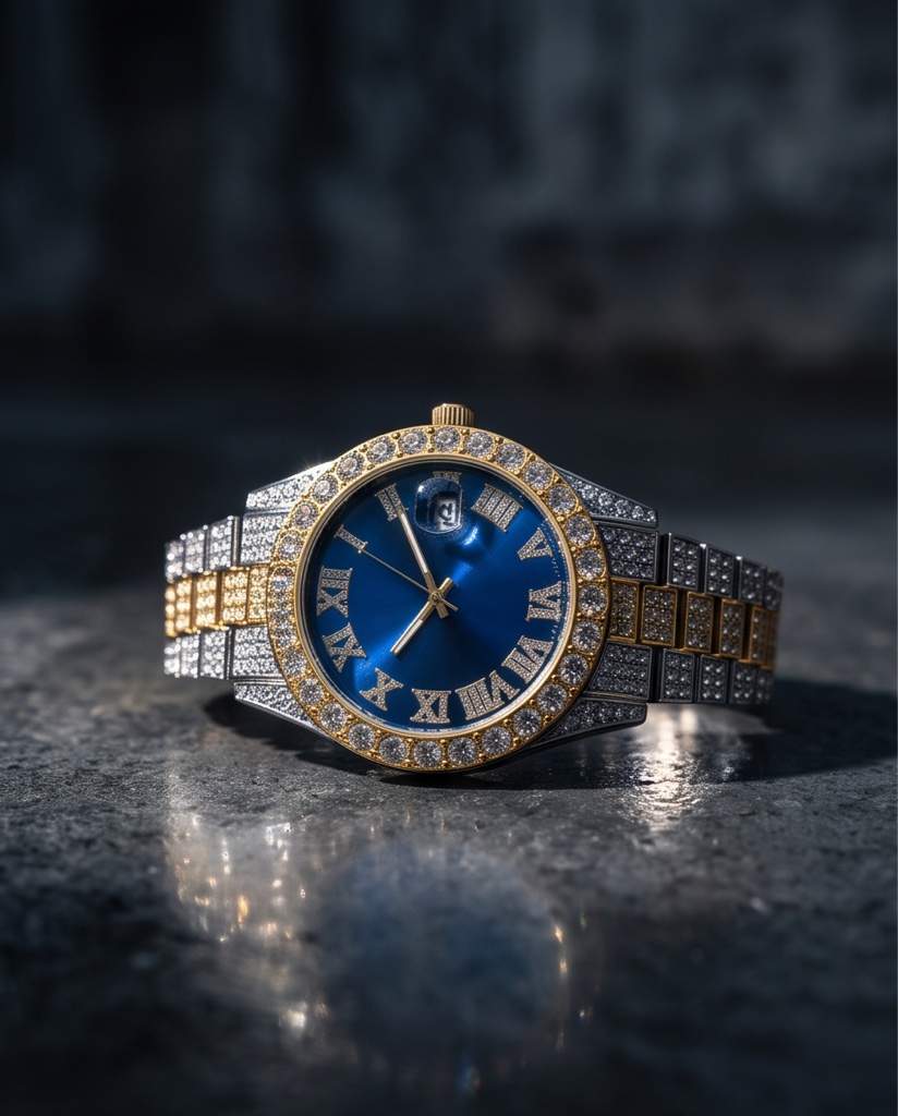 Reloj cubano plateado dorado