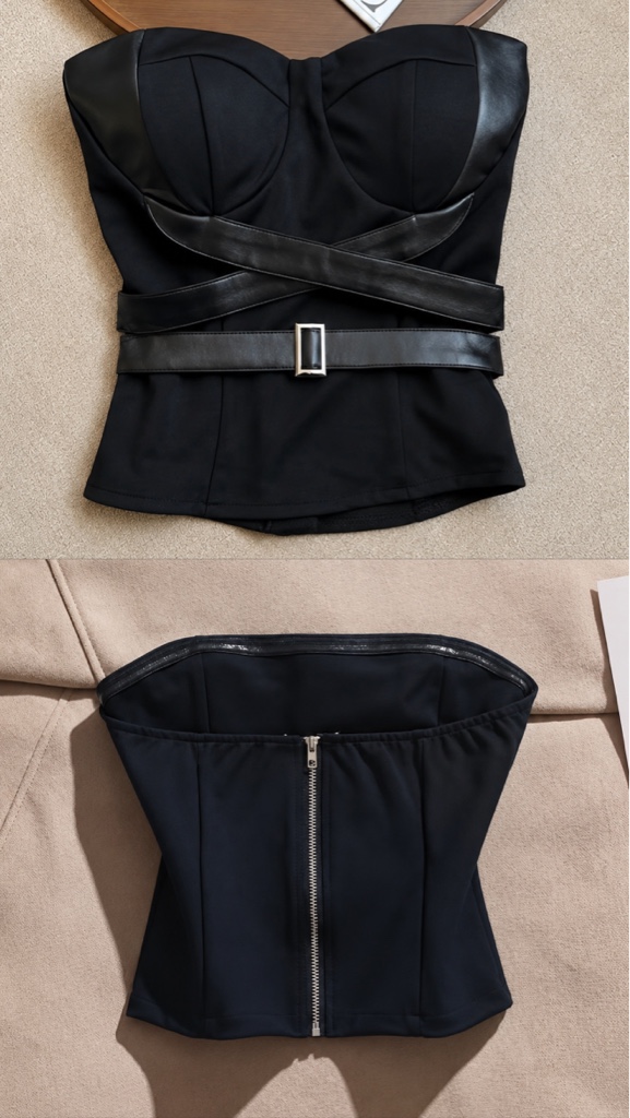 Top negro strapless