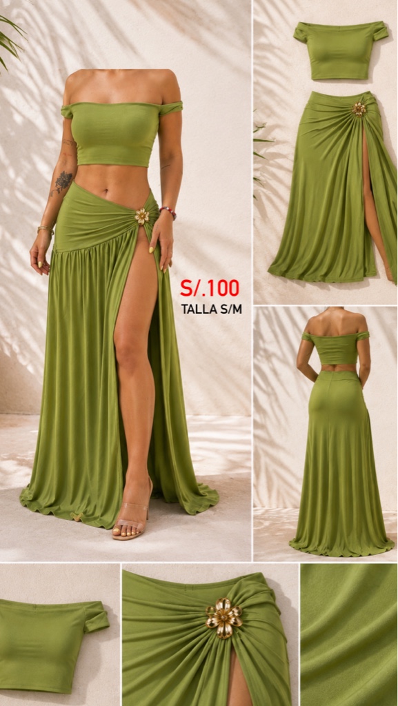 Set 2 PCs verde largo