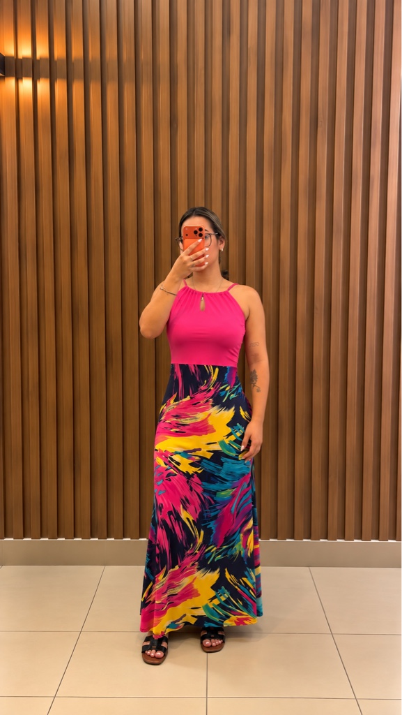 Vestido fucsia estampado