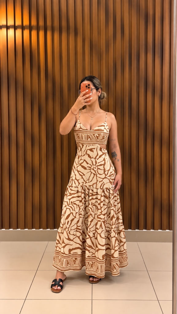 Vestido beige estampado