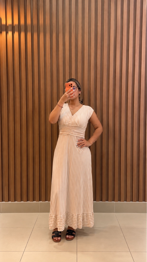 Vestido crema rayas