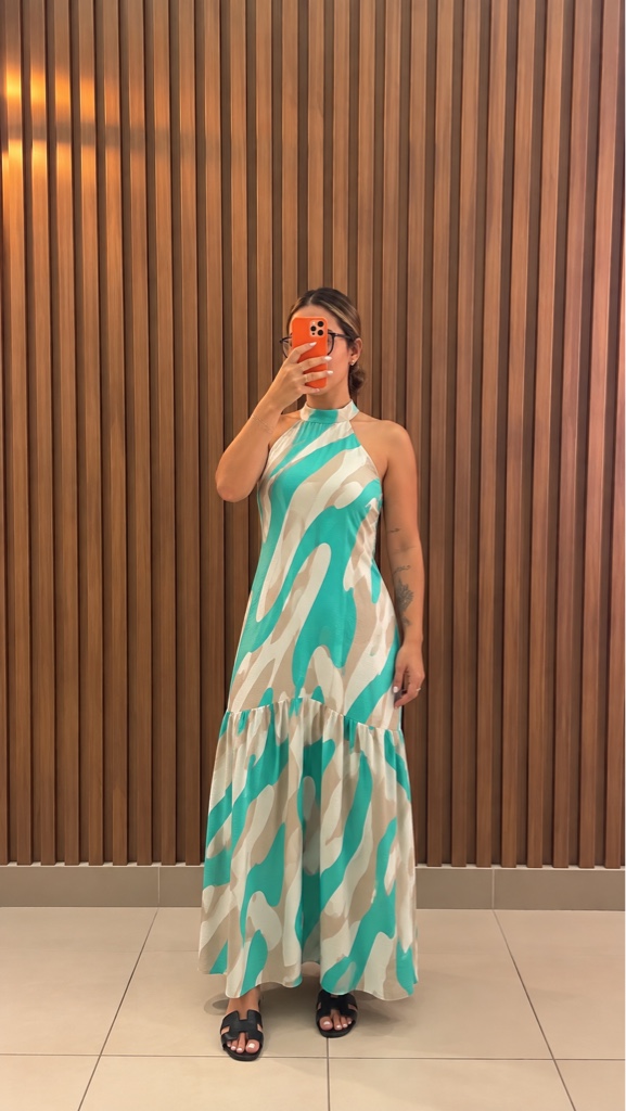 Vestido turquesa estampado