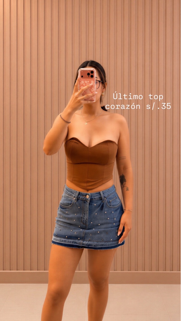 Top corazon marron