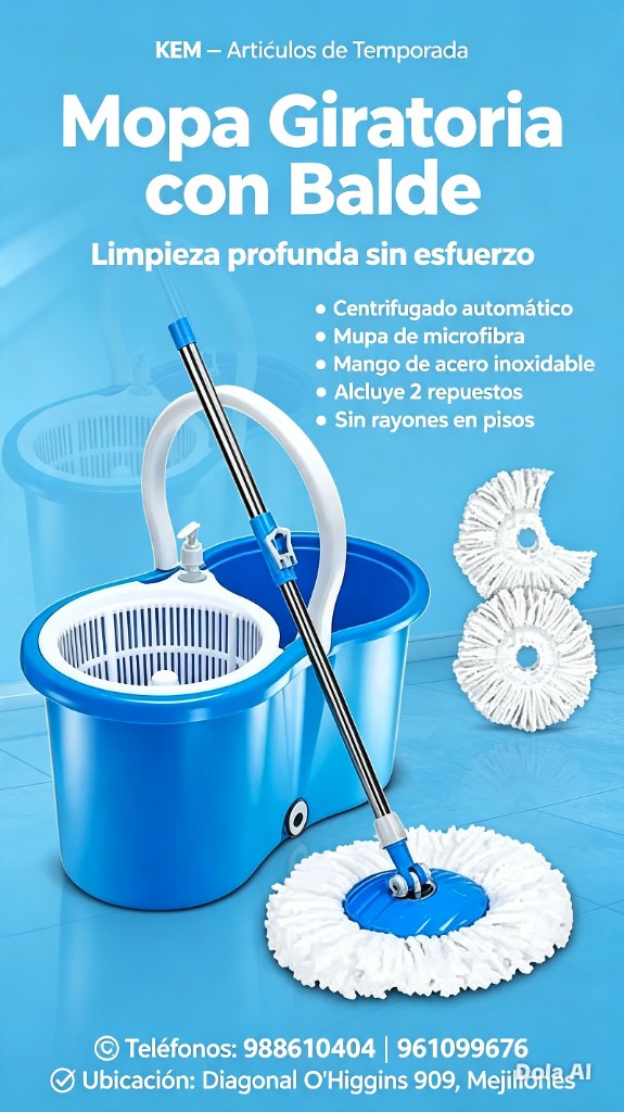KEM mopa giratoria con balde azul