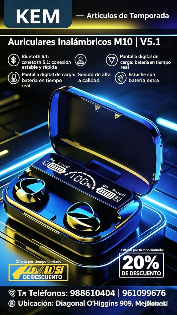 KEM audifonos inalambricos negros
