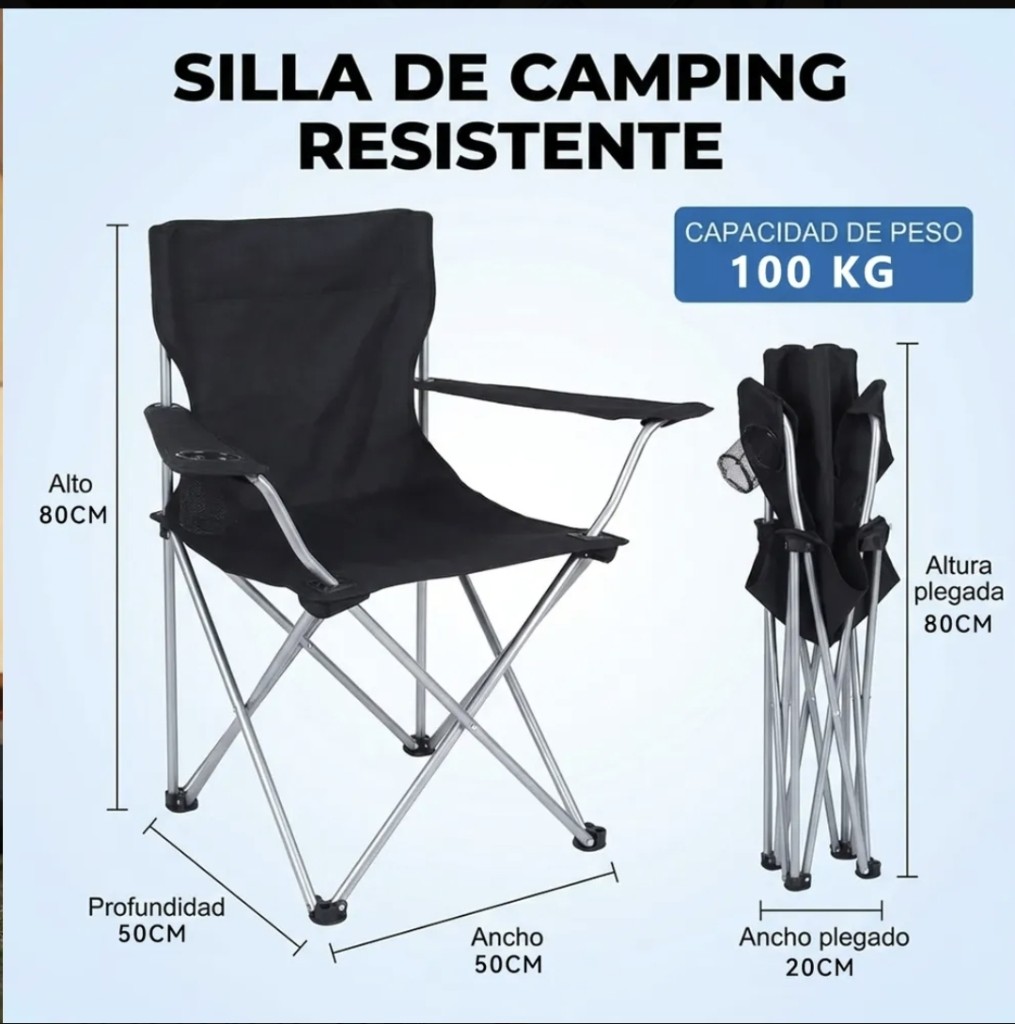 Silla camping negra plegable