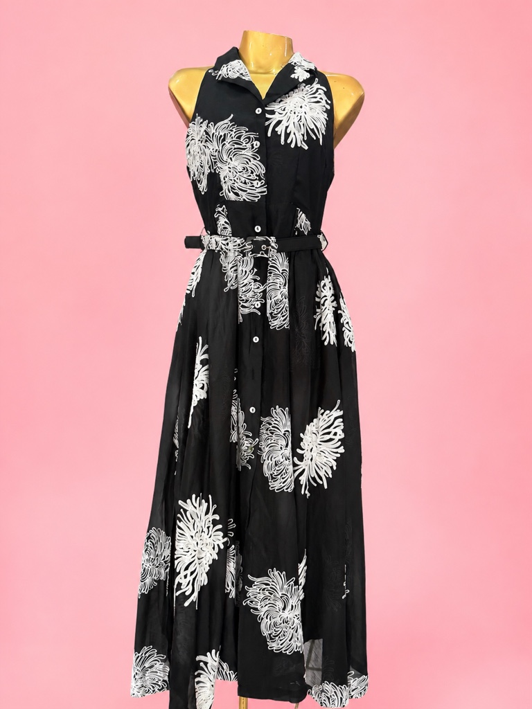 Vestido negro floral