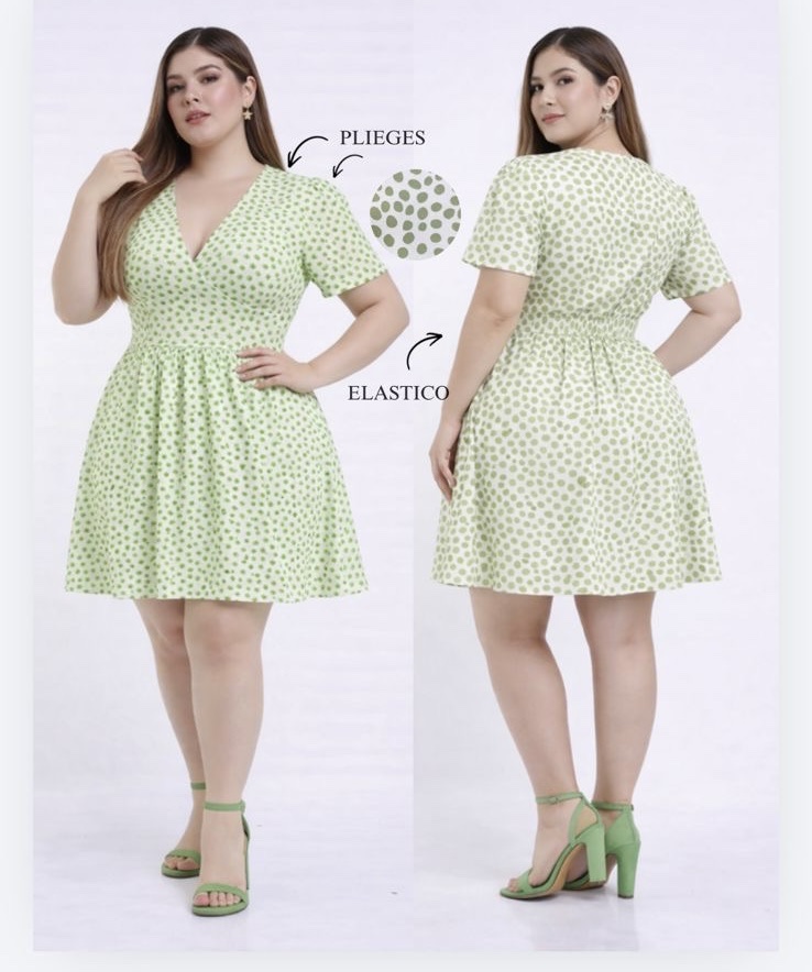 Vestido verde lunares curvi