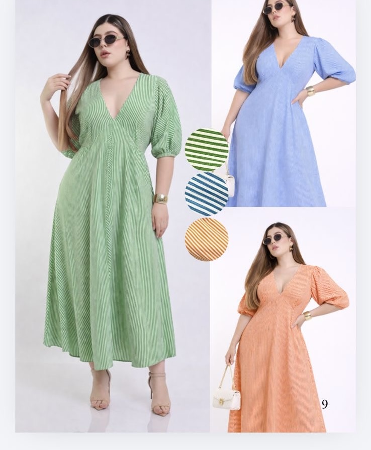 Vestido verde rayas curvi