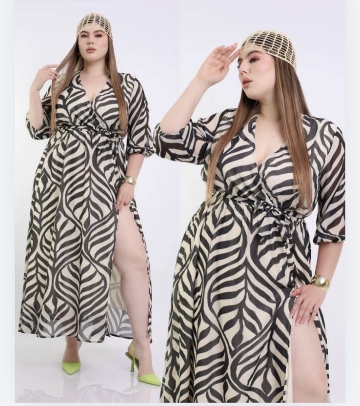 Vestido zebra beige curvi