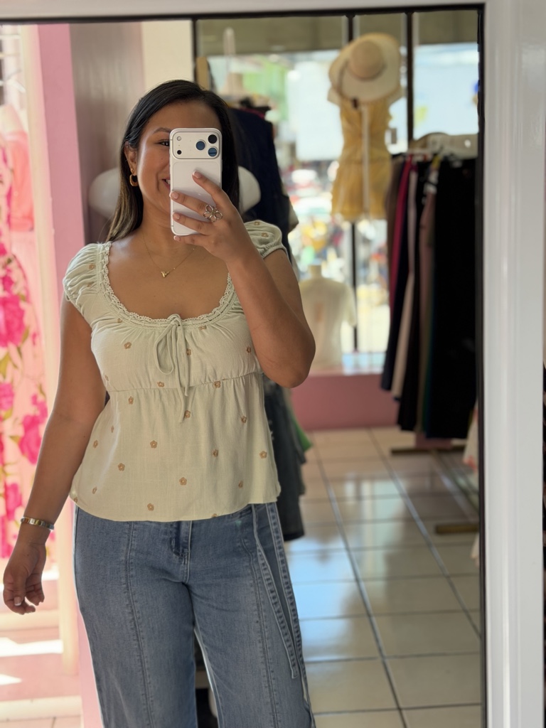 Blusa verde claro  estampada