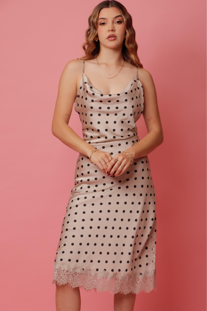 Vestido satin de lunares