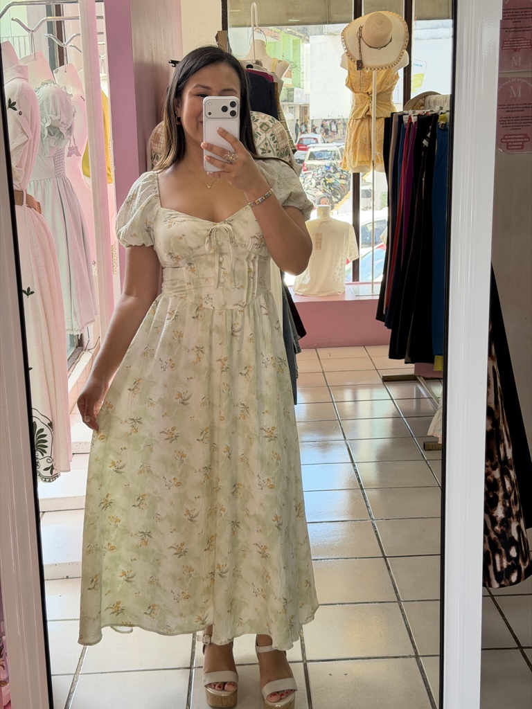 Vestido floral verde claro