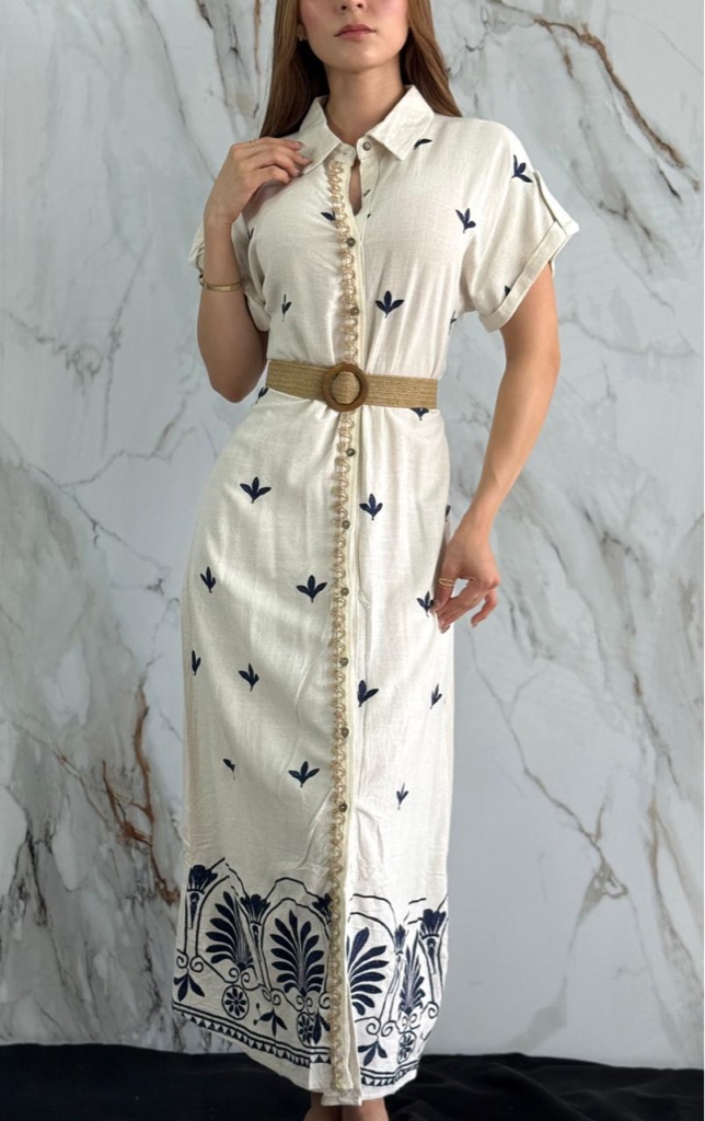 Vestido blanco con cinturón LM6171