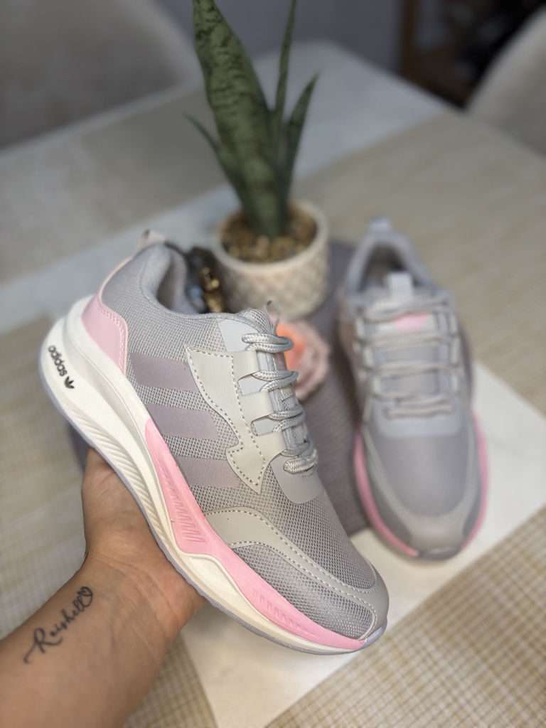 Adidas gris x rosado