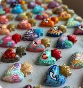 Corazón de madera pintado