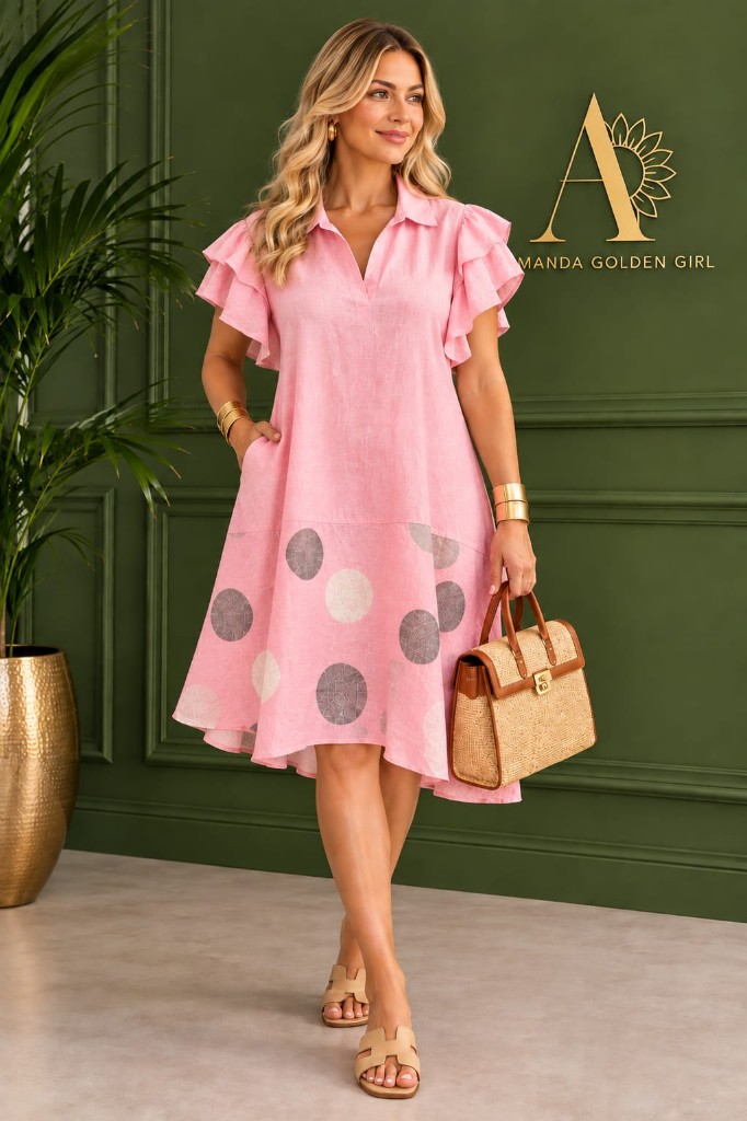 Vestido lino rosa
