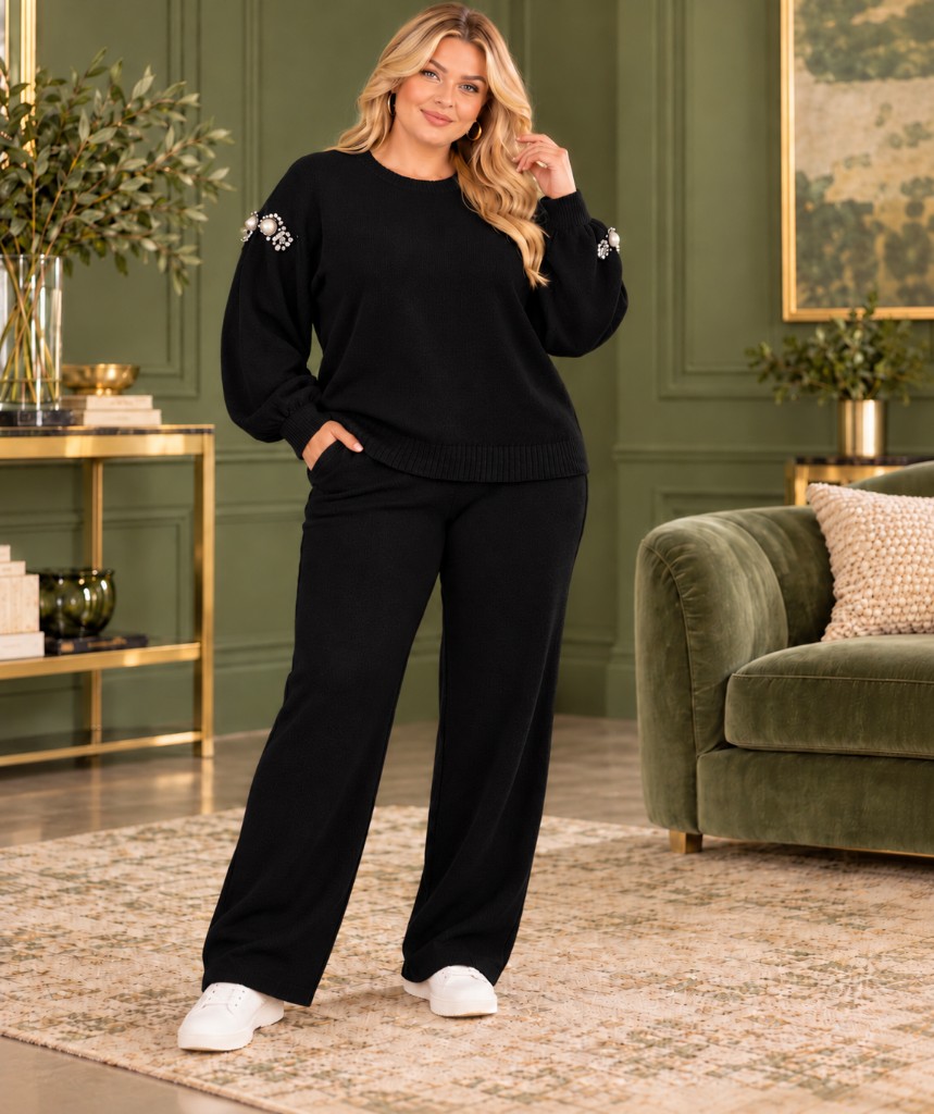 Black knit set