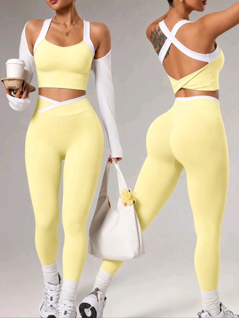 Conjunto deportivo amarillo claro XS