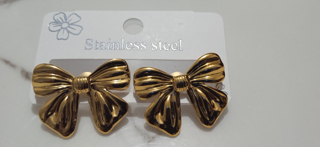 Aretes lazo dorados grueso topitos X