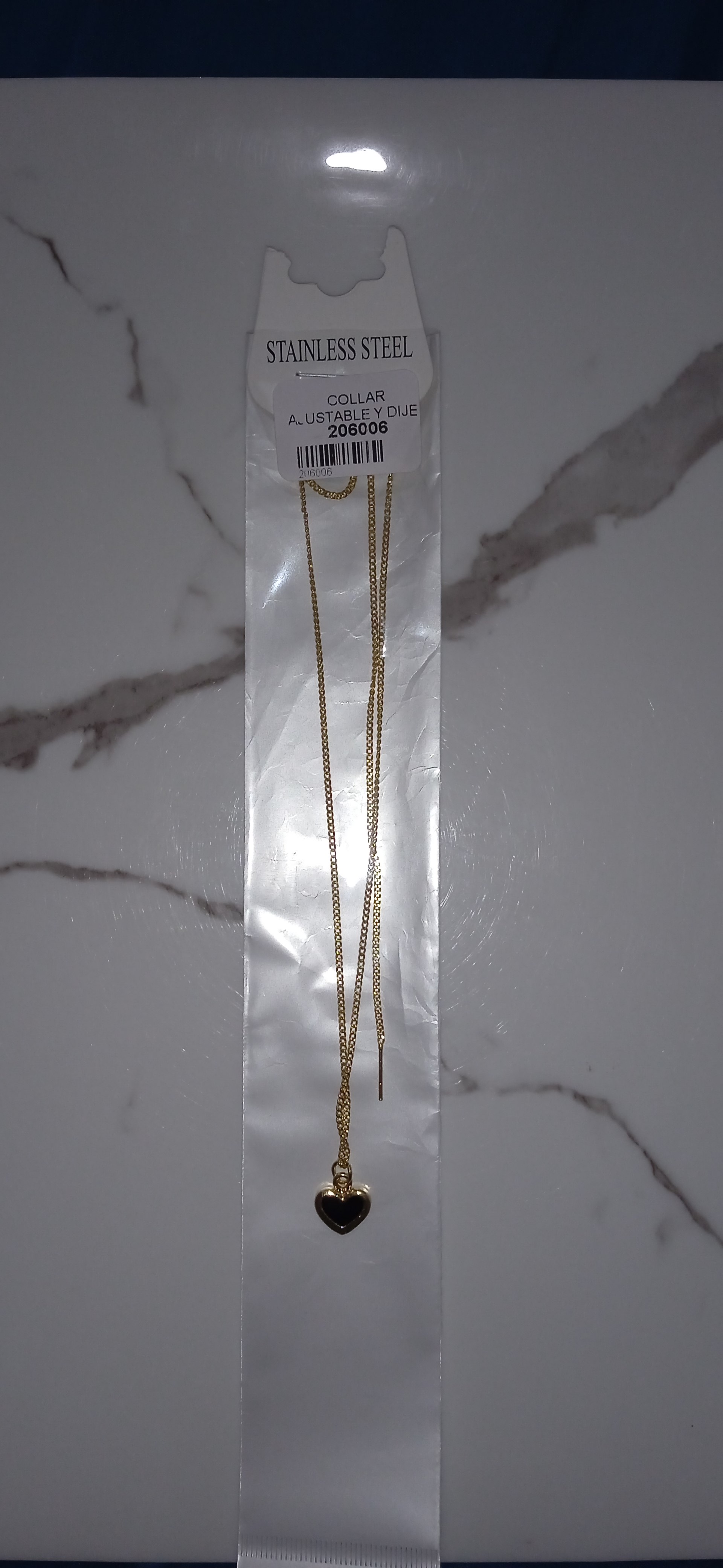 Collar stainless steel ajustable y dije 206006