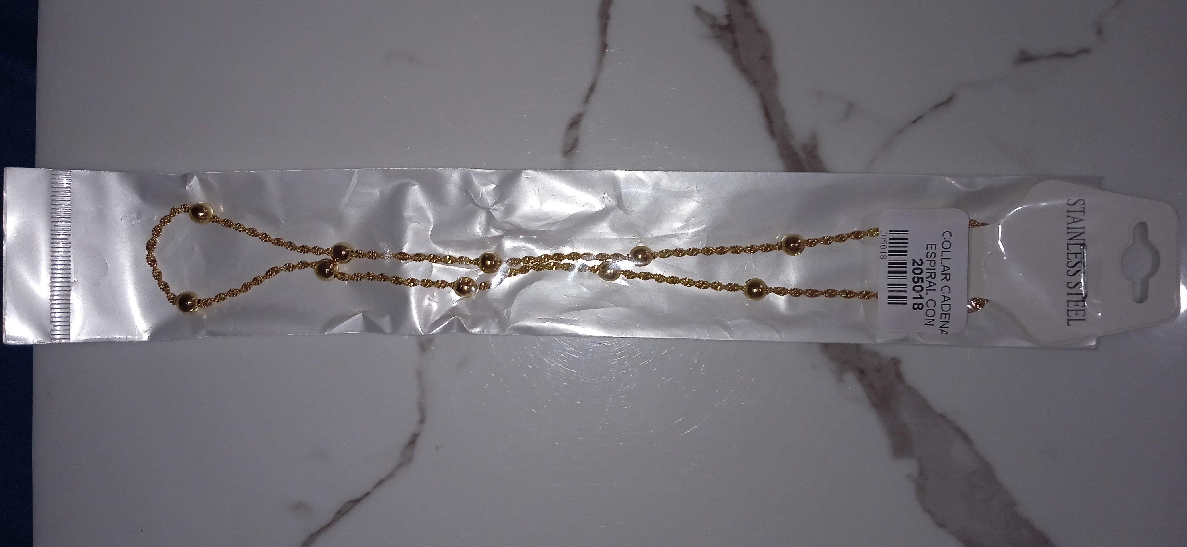 Collar cadena espiral con balines medianos