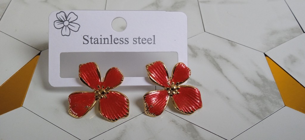 Aretes flor rojos tipoF