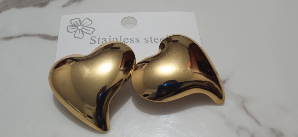 Aros corazones ondulado dorados topitos X